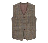 WALKER AND HAWKES - Men's Grey Brown Authentic Premium 100% Scottish Harris Tweed Dalston Tailored Fit Waistcoat - Clinton Brown - 38