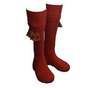 WALKER AND HAWKES - Men's Merino Wool Scarba Shooting Socks w/Garter Ties - Brick Red - Large