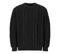 WALKER AND HAWKES - Men's Merino Wool Stanmore Plaited Crew Neck Jumper - Army Green - Small
