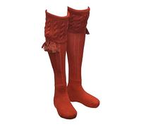 WALKER AND HAWKES - Men's Merino Wool Sutherland Shooting Socks w/Garter Ties - Brick Red - Medium