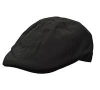 WALKER AND HAWKES - Premium Olive British Wax 6-Panel Bernard Duckbill Waterpoof Flat Cap Unisex - Black - X-Large (60cm)