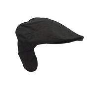 WALKER AND HAWKES - Wax Edmond Flat Cap w/Foldable Ear Flaps - Black - Small (57cm)