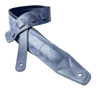 Walker And Williams C-22-BLU Premium Extra Wide Double Padded Leather Strap Washed Denim Finish, Denim Blue