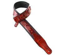 Walker And Williams GB-21 Red Bourbon Padded Leather Strap with Fleur De Lis & French Chain Design