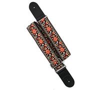 Walker And Williams H-31-MET Vintage Series Red Orange, Black And Gold Mandala Woven Strap with Chrome Hardware & Leather Ends
