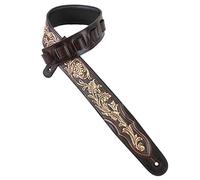 Walker And Williams KH-02-BRN-PR Carob Brown Carving Leather Top w/Tooled Floral Vine & Premium Leather Backing