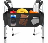 Walker Basket with Cup Holder, Large Capacity Foldable Walker Bag, Waterproof Walkers Organizer Pouch, Large Walking Frame Bag, Wheel Chair Accessories Bags 39.5x16.5x18.3cm for Senior