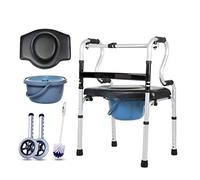 Walker,Elderly Walker, Aluminum Alloy with Wheel Folding Toilet Seat with Storage Bag for The Elderly to Assist Walking, Maximum Load 180kg Compact kxtmm