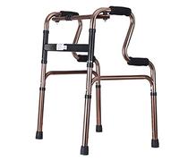 Walker Foldable Aluminum Alloy Elderly Walker Lower Limb Four-Led Walking Stick Travel Non-Slip Handrail Gift (Brown 51cm) kxtmm