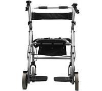 Walker, Folding 4-Wheel Rollator Walker with Seat and Storage Basket Aluminum Walking Frame Lockable Brake Limited Mobile Aid Standard Walkers kxtmm