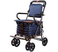 Walker, Folding Four-Wheeled Walker 360 Degree Rotation with Wheelchair Walking Frame for The Elderly Shopping Pedal Walker Shopping Cart Trolley Standard Walkers Beauty