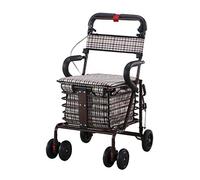 Walker,Folding Shopping Cart Trolley Elderly Helper Folding Wheelchair Six-Wheeled Seat with A Grocery Shopping Cart，Walker for The Seniors 80 Kg Load kxtmm