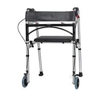 Walker,Folding Walker Front Wheeled Support with Brake- Adjustable, Portable, Lightweight, Compact Elderly Walking Medical Mobility Aid for Handicap - with Faux Leather Seat kxtmm