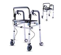 Walker,Folding Wheel Walker Adjustable Walking Frame with Brake and Seat Lower Limb Training Standard Walking Aid for Elderly Disabled People kxtmm