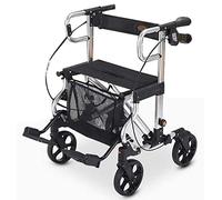 Walker, Folidng Four Wheel Rollator, Adjustable Height, Durable Lightweight Aluminum Walker for Handicapped and Disabled, Silver kxtmm