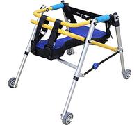 Walker for Children with Cerebral Palsy, Child Lower Limb Rehabilitation Aids Training Stand, Adjustable Directional 4 Wheel Handrails with Cushion
