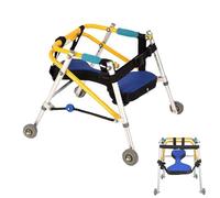 Walker for Children with Cerebral Palsy, Folding Aluminum Child Rollator Walker Mobility Aid, Adjustable Height 42-82 cm Lightweight Folding Four-Wheel Rollator M