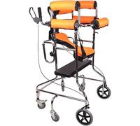 Walker for Elderly Medical rt Walking e Height Width Adjustment Stroke Hemiplegia Patient Training Rehabilitation Standing e W/Sitting Plate for Seniors Adults Mobilit(Blue) (Orange)