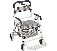 Walker for Seniors Rollator Walker Seniors and Adults Rolling Walker Shopping Trolley Elderly Walker Wheelchair Four-Wheeled Trolley Household Grocery Shopping Cart,White