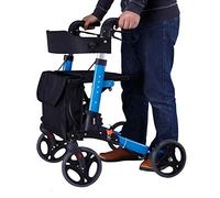 Walker for Seniors Walking Frame,Aluminum Alloy Walker for The Elderly, Disabled Simple Wheelchair Lightweight Adjustable with Brake Belt Seat Shopping Cart Compact,