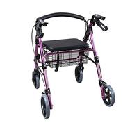 Walker Four Wheel Walker Walker with Fold Up Removable Back Support,for The Elderly Four-Wheeled Trolleys Lightweight Walker Shopping Cart Reliable