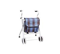 Walker Frame Four - Legged Lightweight Folding Rollator Walker Aid Adjustable Height Walking Stick with Wheel/Waterproof Storage Bag for The Elderly Adult Seniors Disabled Handrails Crutches,Silver