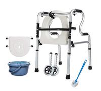 Walker Frame Walk Trolley Wheel Folding Extra Tall Upright Walker for Seniors Adults - Lightweight Rolling Crutch with Armrest & Wheels, Walking Aid for Mom & Dad - Supports U(with Wheels)
