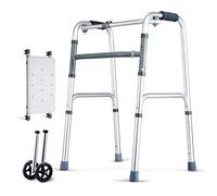 Walker, Lightweight 2.5kg Foldable Adult Seniors Rollator Assistive Walkers Climbing on The Downhill Walking Fram Aid 4 Leg Crutch|Aluminum Alloy | Adjustable Height 75-93cm| Max Load 150kg Little