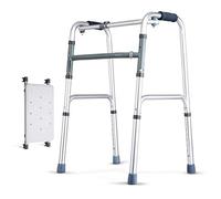 Walker, Lightweight 2.5kg Foldable Adult Seniors Rollator Assistive Walkers Climbing on The Downhill Walking Fram Aid 4 Leg Crutch|Aluminum Alloy | Adjustable Height 75-93cm| Max Load 150kg Little