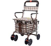 Walker, Lightweight Folding Rollator Walker with Seat Transport Chair Lockable Brake Foldable and Adjustable Shopping Cart Trolley Standard Walkers (Bronze) kxtmm