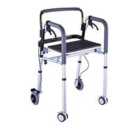 Walker Lightweight Folding Walking Frame with 4 Wheel Padded Seat,Height Adjustable Elderly Walking Aid Indoor Outdoor Use Interesting powerfully