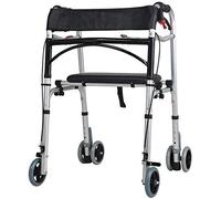 Walker,Lightweight Travel Walker, Fold Walkering Aids with Seat, Ultra Mobility Aid Four Wheels, Drive Medical Rollator Walking Frame Adjustable Height Free Installation,Gray kxtmm