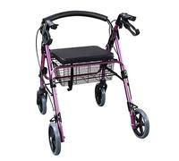 Walker, Lightweight Walker Buy Food Cart, Aluminum Folding Rollator Shopping Cart, Old Four-Wheeled Walking Frame Trolley Non-Slip Walking Stick with Hospital kxtmm