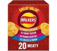 Walker Meaty Variety Multipack Crisps Box 20 x 25g | Assorted Flavors for Ultimate Snacking | Multipack | Savory and Crunchy