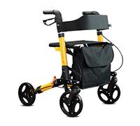 Walker, Portable Folding Walker Handrail Adjustable Independent handbrake Old Man Shopping cart, Aluminum Alloy, 3 Colors kxtmm
