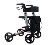 Walker, Portable Folding Walker Handrail Adjustable Independent handbrake Old Man Shopping cart, Aluminum Alloy, 3 Colors kxtmm