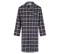 Walker Reid Mens Black Checked Nightshirt Cotton Button Up Long Sleeve Nightwear (Extra Large)