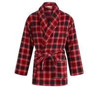 Walker Reid Mens Check Coral Fleece Bed Jacket Shawl Collar Short Robe 3XL (Red)