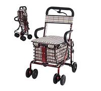 Walker,Rollator Folding Four Wheel Walker Walking Frame with Padded Seat Lockable Brakes Ergonomic Handles Limited Mobility Aid kxtmm
