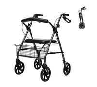 Walker,Rollator Lightweight Folding 4 Wheels Walker with Seat Shopping Basket Walking Frame for Elderly Adjustable Height Mobility Aid Trolley Disabled aids kxtmm
