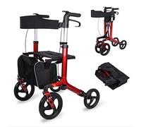 Walker,Rollator Walker with Seat, Folding Rolling Walker Height Adjustment Aluminum Alloy Shopping Cart Trolley for Seniors Four-Wheeled Scooter kxtmm