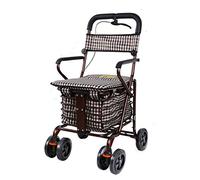 Walker,Shopping Trolley with Seat/Old Man Shopping Cart Trolley/Steel Frame High-Grade Flannel High-Capacity Storage Baskets/Walker for The Elderly kxtmm