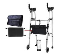 Walker, Shower Chair with Soft Pad,Folding Elderly Walker Trolley with Detachable Arm Rest and Legs - Adjustable Height Rolling Rollator with 2 Wheels and Carry Bag |Walking Frame Mobility Aid Little