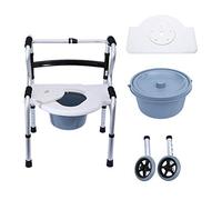 Walker,Shower Commode Chair with Pot for Seniors | Folding Rollator Walker with 2 Wheels - Adjustable Height - Walking Frame Transport Chair with Flip Seat,Mobility Aid for Elderly Adult Bariatric
