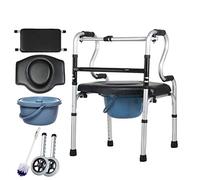 Walker,Standing Rehabilitation Folding Walker Toilet for Seniors with 5-Inch Wheels and Seat Adjustable Height Aluminum Alloy Bath for Disabled Person Crutch kxtmm