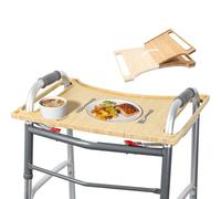 Walker Tray Table with Cup Holder Mobility Table Tray for Folding Walkers Foldable, Portable Multipurpose Bamboo Tray for Eating, Crafts, Laptops Medical Equipment Accessories