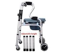Walker, Wheeled Shower Commode Chair, Portable Mobile Bedside Toilet, Foldable Walker, Height Adjustable, No Tool Installation kxtmm