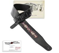 Walker & Williams CVG-103 Black Padded Guitar Strap Hand Tooled Celtic Design