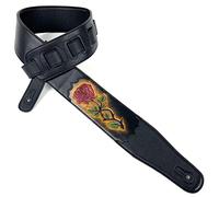 Walker & Williams CVG-56 Black Leather Strap Hand Tooled Red Rose Design