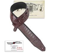 Walker & Williams F-12-C Cognac Brown Alligator Texture Padded Guitar Strap
